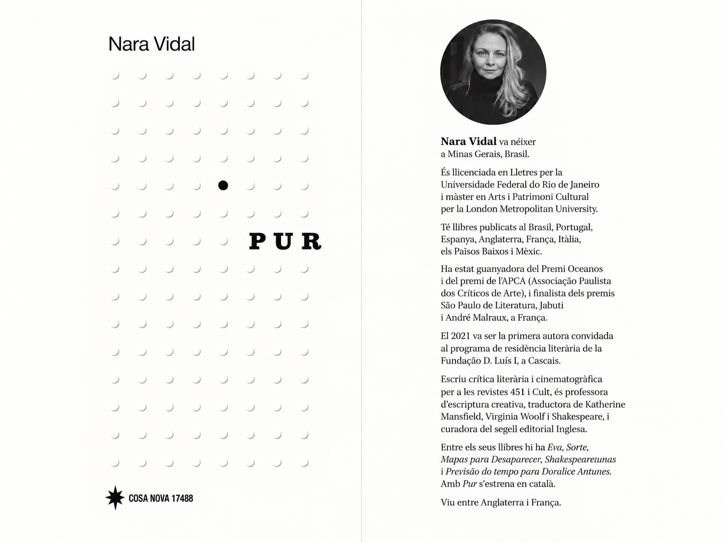 Pur de Nara Vidal — coberta del llibre i biografies de l’autora Nara Vidal